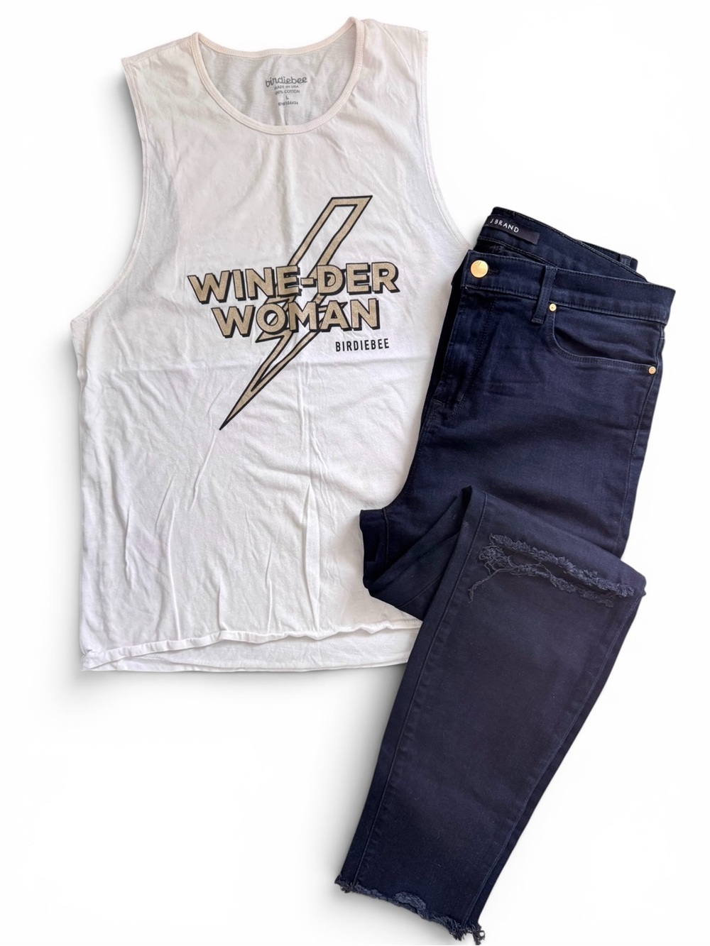 Bundle🛍️ J Brand Jeans 31 & WINE-DER WOMAN Graphic Muscle Tank Lightening L